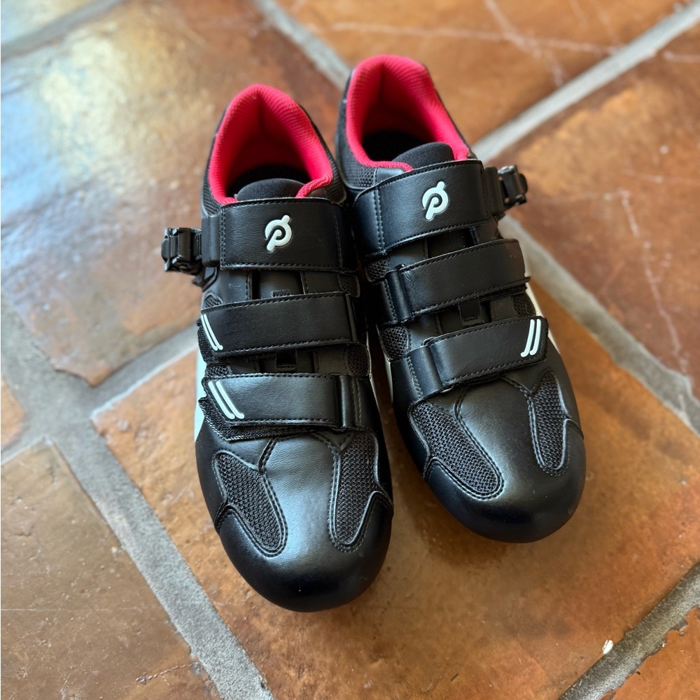 Peloton Black Cycling Shoes with Red Interior